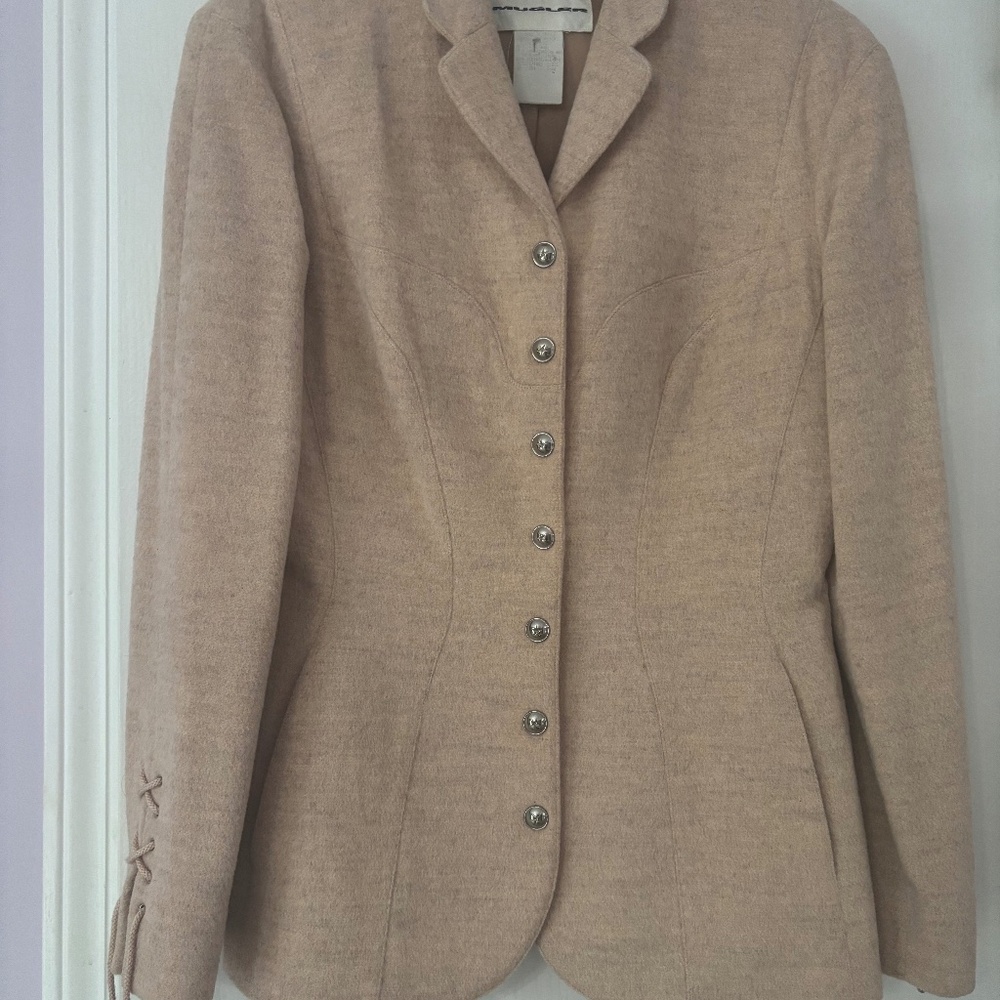 Thierry Mugler Vintage 90s Pink Wool/Angora suit/Sz 8